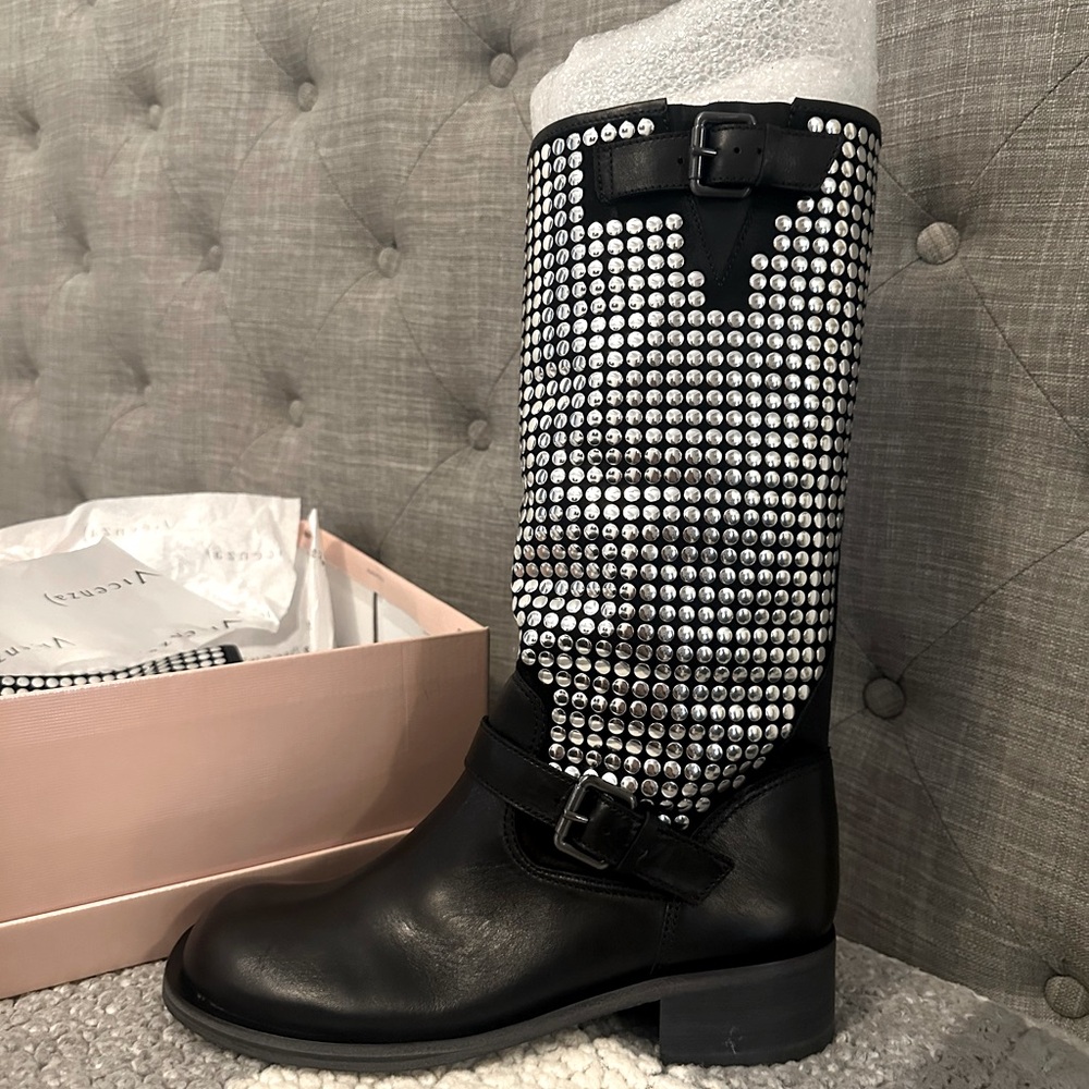 Anthropologie Vicenza Studded Moto Boots